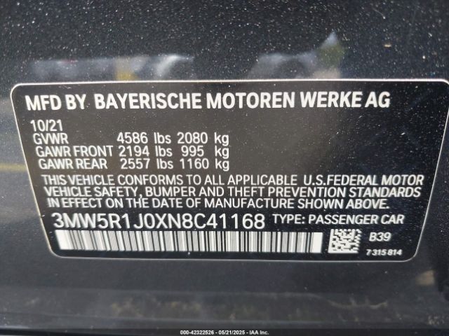 2022 BMW 330I 3MW5R1J0XN8C41168 Photo 8
