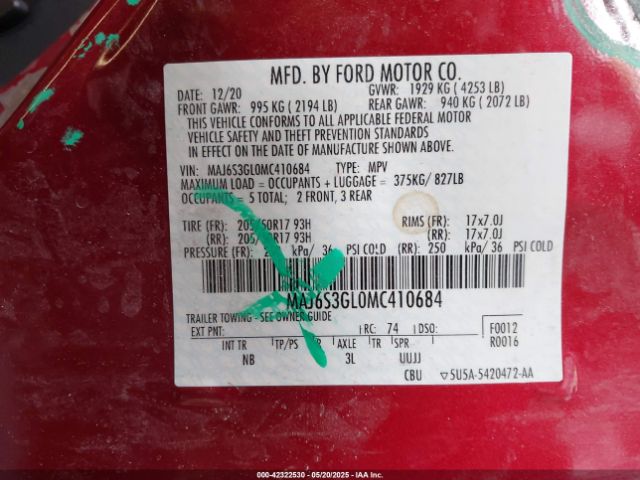 2021 FORD ECOSPORT MAJ6S3GL0MC410684 Photo 8