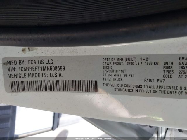1C6RREFT1MN608699 RAM 2021