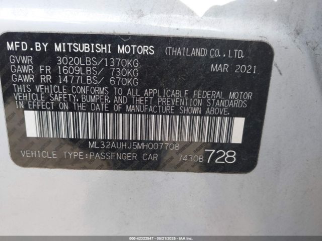 ML32AUHJ5MH007708 Mitsubishi Mirage Carbonite Edition/es/le