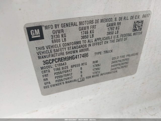 2017 CHEVROLET SILVERADO 1500 3GCPCREH9HG417486 Photo 8