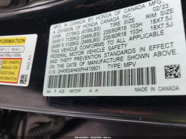 2HKRS4H4XPH415601 Honda Cr-v Ex Awd