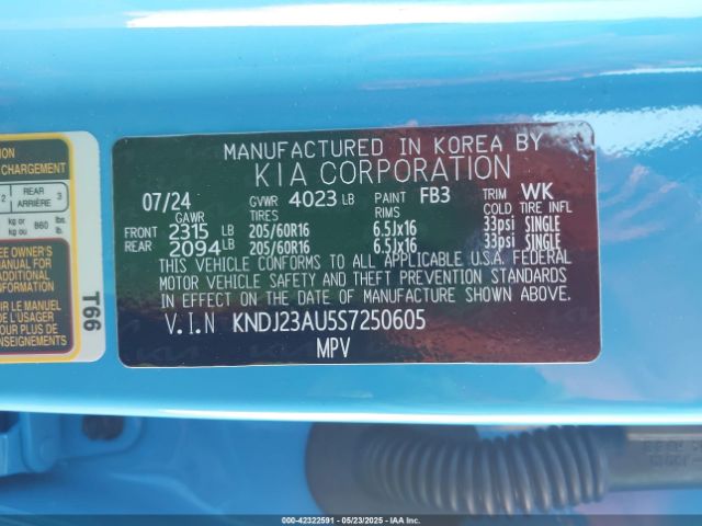 KNDJ23AU5S7250605 KIA SOUL S