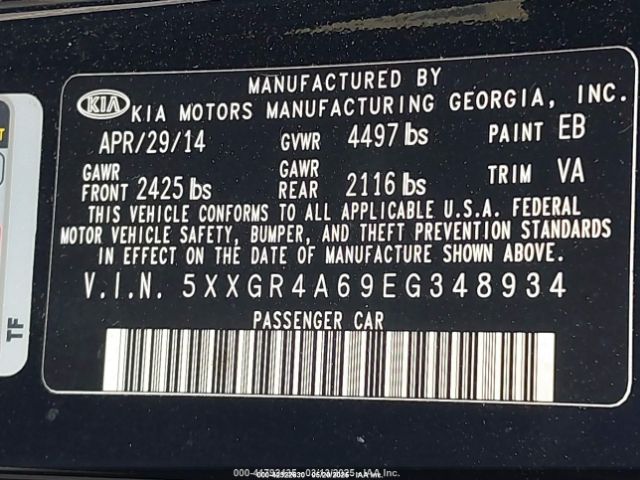 5XXGR4A69EG348934 KIA Optima Sxl Turbo