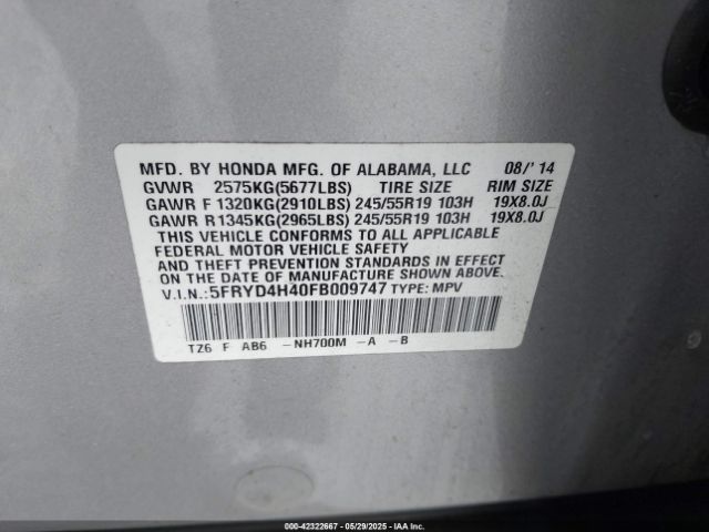 2015 ACURA MDX 5FRYD4H40FB009747 Photo 8