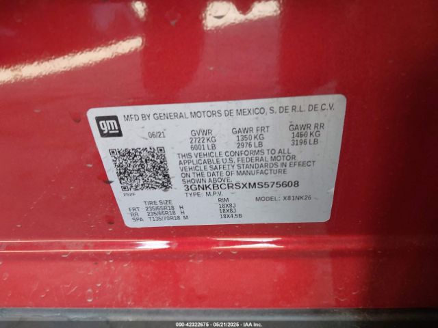 3GNKBCRSXMS575608 Chevrolet Blazer Fwd 2lt