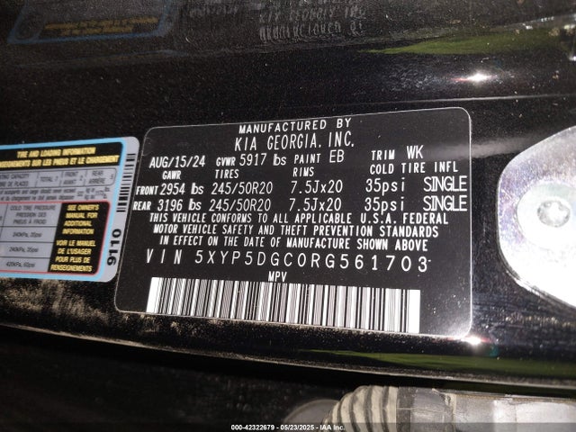 5XYP5DGC0RG561703 KIA gdi lambda-ii