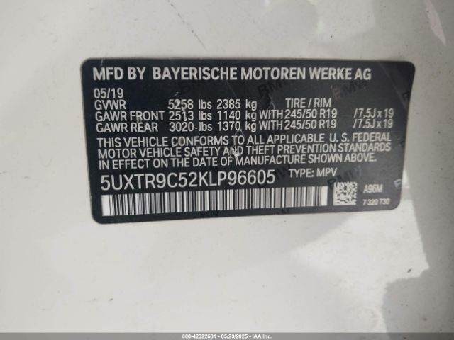5UXTR9C52KLP96605 BMW X3 Xdrive30i