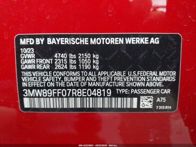 2024 BMW 3 SERIES 3MW89FF07R8E04819 Photo 8