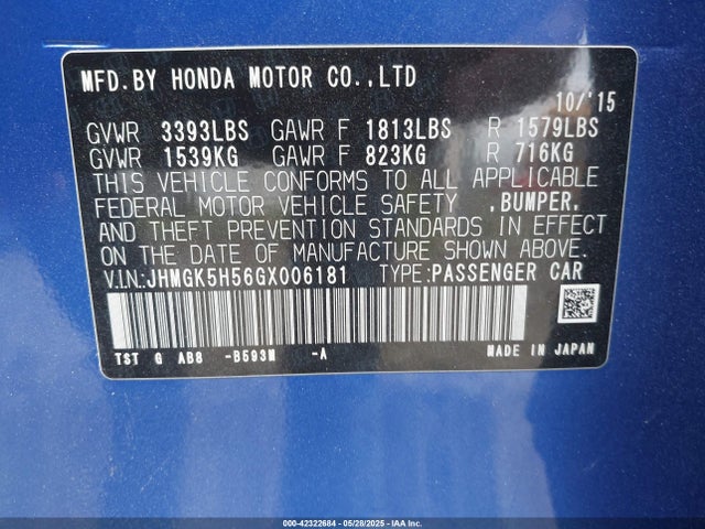JHMGK5H56GX006181 Honda l15b1