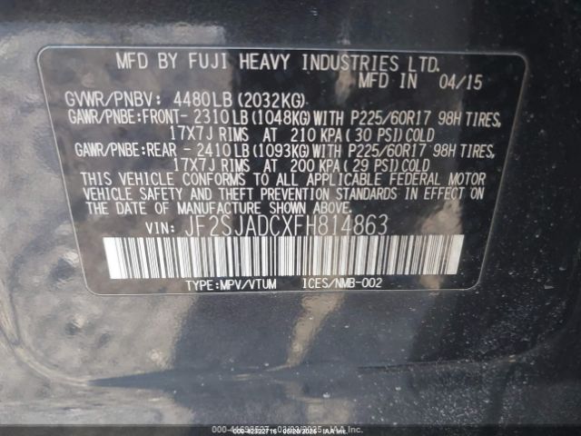 JF2SJADCXFH814863 Subaru Forester 2.5i Premium