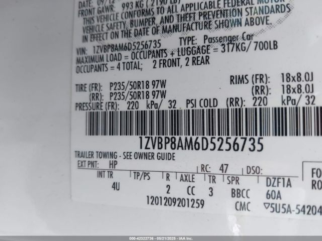 2013 FORD MUSTANG 1ZVBP8AM6D5256735 Photo 8