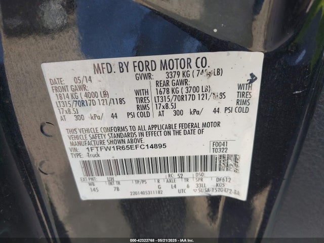 Ford F-150 Svt Raptor 2014 1FTFW1R65EFC14895 Image 9