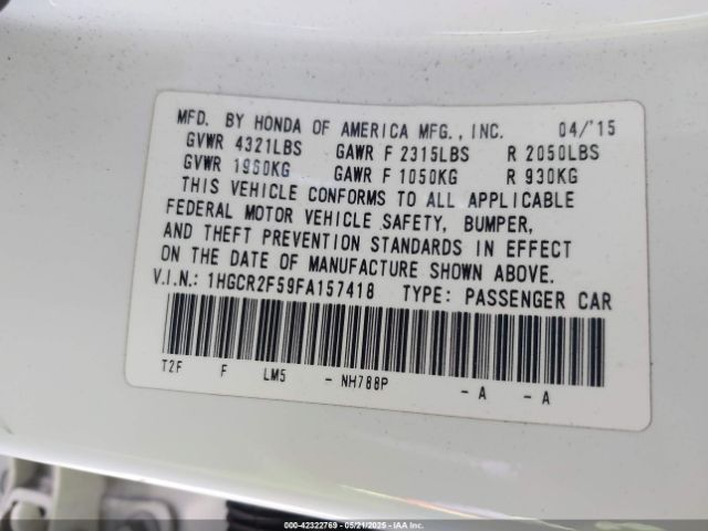 1HGCR2F59FA157418 Honda Accord Sport