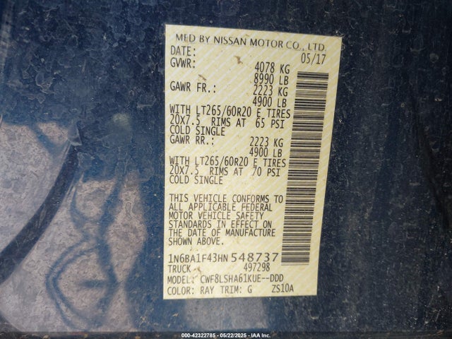 1N6BA1F43HN548737 Nissan 2017