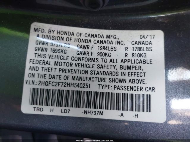 2HGFC2F72HH540251 Honda k20c2