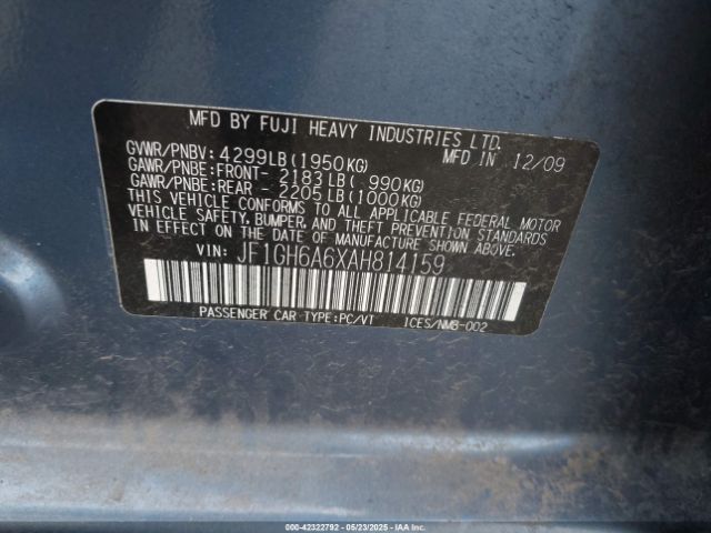 2010 SUBARU IMPREZA JF1GH6A6XAH814159 Photo 8