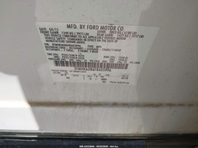 2FMHK6D86FBA05996 Ford Flex Limited