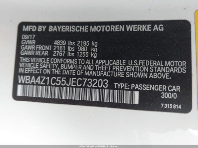 WBA4Z1C55JEC73203 BMW 430I