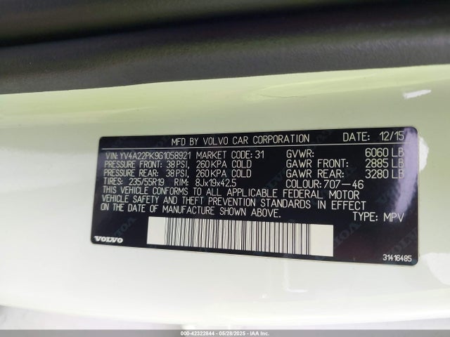 YV4A22PK9G1058921 Volvo b4204t27