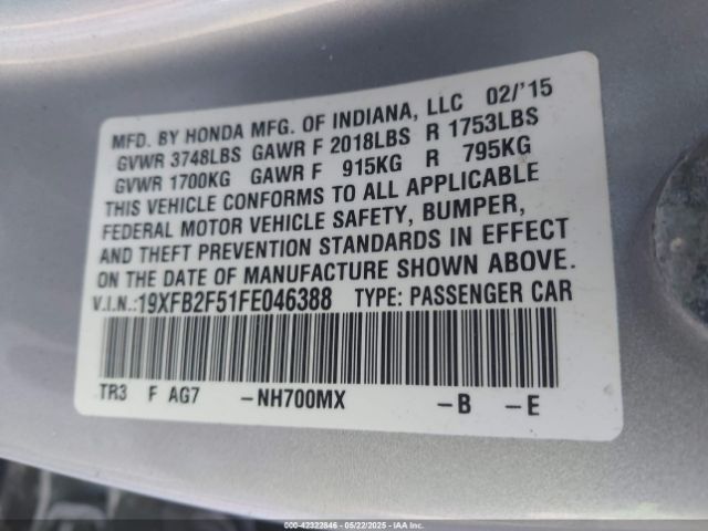 19XFB2F51FE046388 Honda Civic Lx
