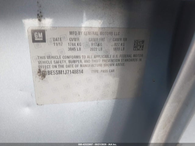 1G1BE5SM1J7148814 Chevrolet Cruze Lt Auto