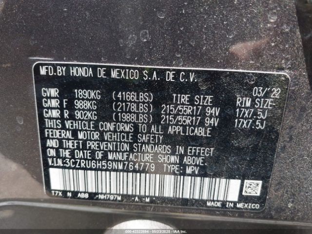 2022 HONDA HR-V 3CZRU6H59NM764779 Photo 8