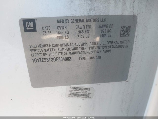1G1ZE5ST3GF304002 Chevrolet MALIBU 1LT