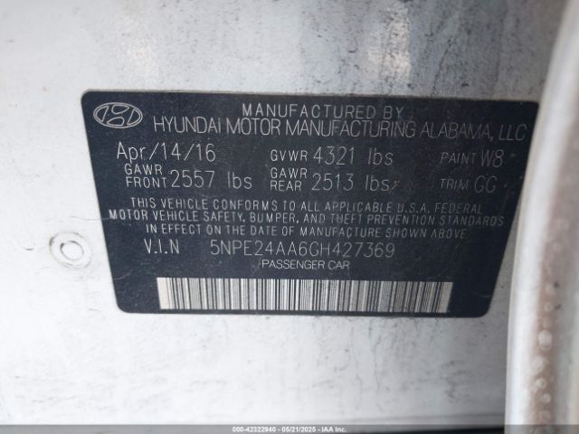 5NPE24AA6GH427369 Hyundai SONATA ECO
