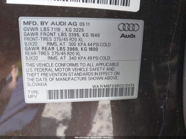 2011 AUDI Q7 WA1VMBFE8BD010435 Photo 8