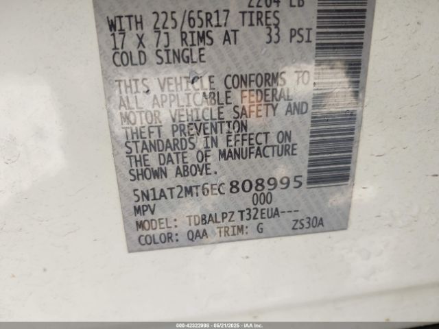 5N1AT2MT6EC808995 Nissan 2014