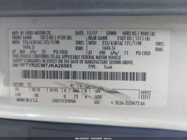 1FTYR2CM7JKA26085 Ford Transit-250