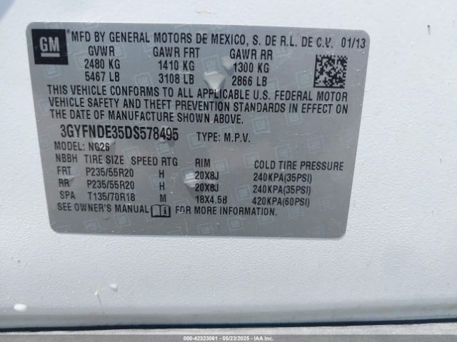 2013 CADILLAC SRX 3GYFNDE35DS578495 Photo 8