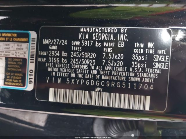 5XYP6DGC9RG511704 KIA Telluride S