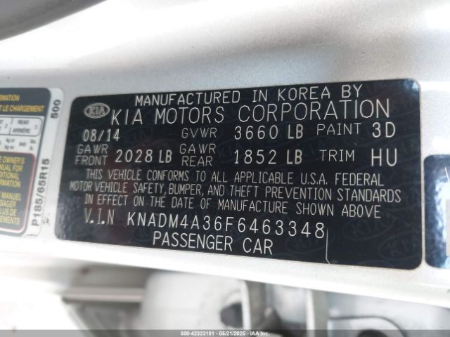 KNADM4A36F6463348 KIA RIO LX