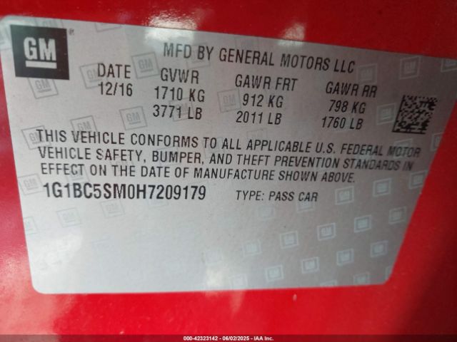 2017 CHEVROLET CRUZE 1G1BC5SM0H7209179 Photo 8