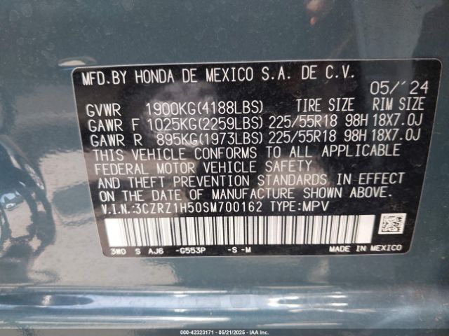 3CZRZ1H50SM700162 Honda Hr-v 2wd Sport