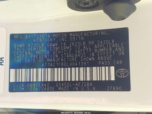 4T1AZ1FB0LU041391 Toyota AVALON XLE