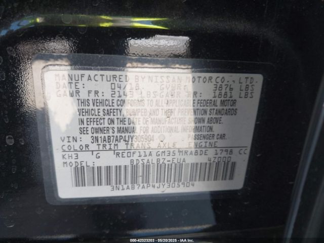3N1AB7AP4JY305904 Nissan SENTRA S