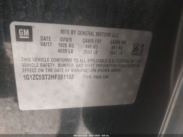 1G1ZC5ST2HF261103 Chevrolet Malibu 1fl