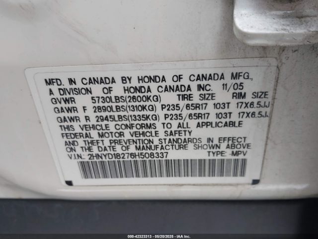 2006 ACURA MDX 2HNYD18276H508337 Photo 8