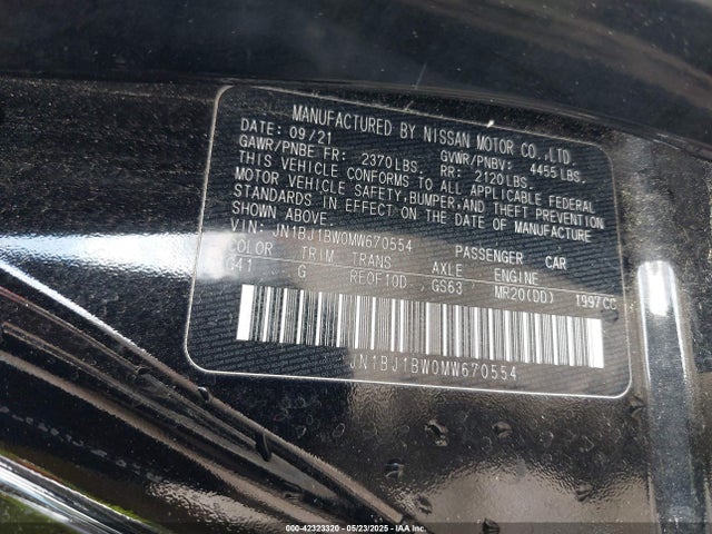 JN1BJ1BW0MW670554 Nissan Rogue Sport Sv Awd Xtronic Cvt