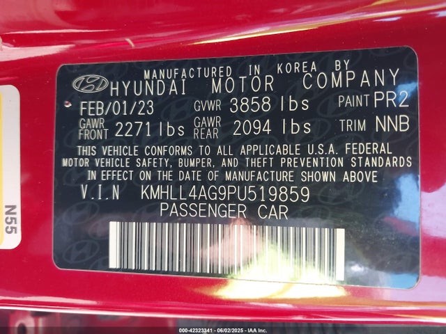 KMHLL4AG9PU519859 Hyundai mpi nu pe