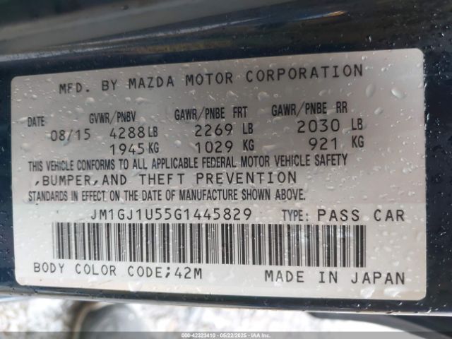 JM1GJ1U55G1445829 Mazda Mazda6 I Sport