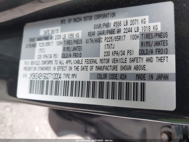 JM3KE4BY9G0710004 Mazda CX-5 SPORT