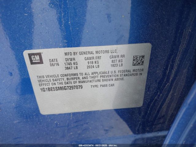 1G1BE5SM6G7297079 Chevrolet CRUZE LT