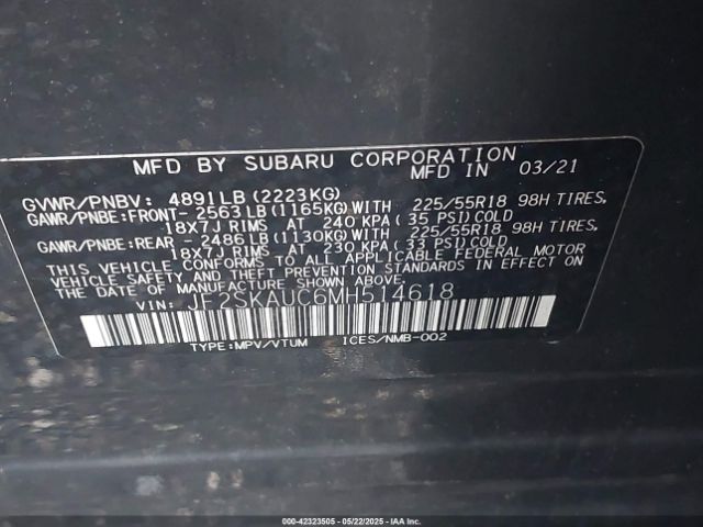 2021 SUBARU FORESTER JF2SKAUC6MH514618 Photo 8