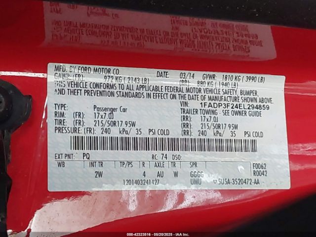 1FADP3F24EL294859 Ford FOCUS SE