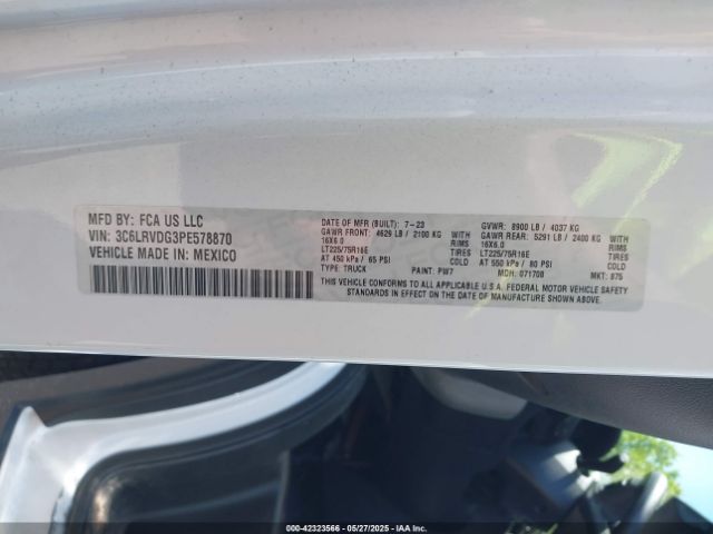 2023 RAM PROMASTER 2500 3C6LRVDG3PE578870 Photo 8