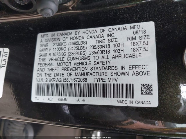 2HKRW2H58JH672068 Honda CR-V EX